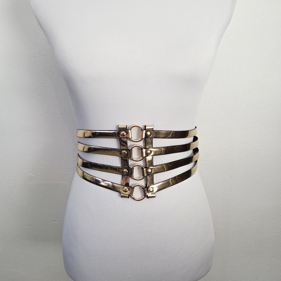 Wide Stretchy gold waist belt - Picture 3 of 9